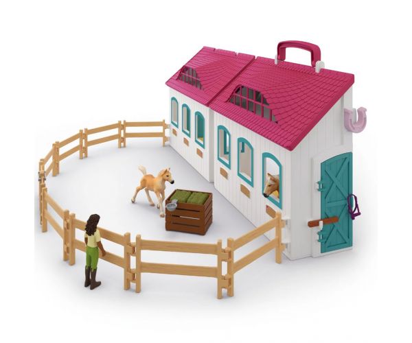 Schleich: Horse Club - Szétnyitható istálló lovakkal játékszett (42703)