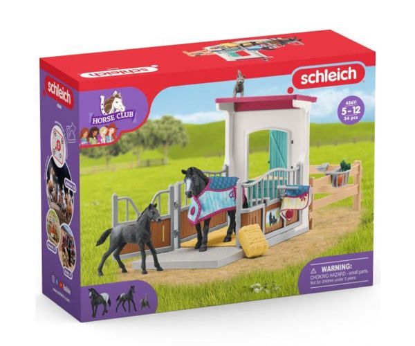 Schleich: Horse Club - Lovas box kancával és csikóval játékszett (42611)