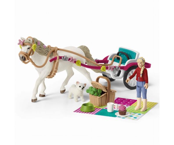 Schleich: Horse Club - Kocsi lovasbemutatóhoz piknikkel játékszett (42467)