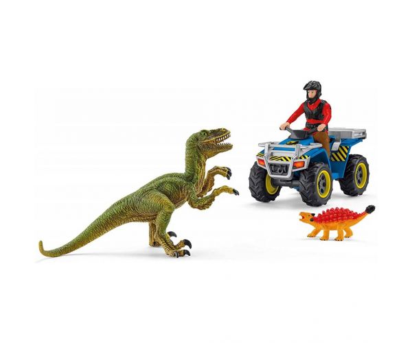 Schleich: Menekülés quaddal a Velociraptor elől szett (41466)