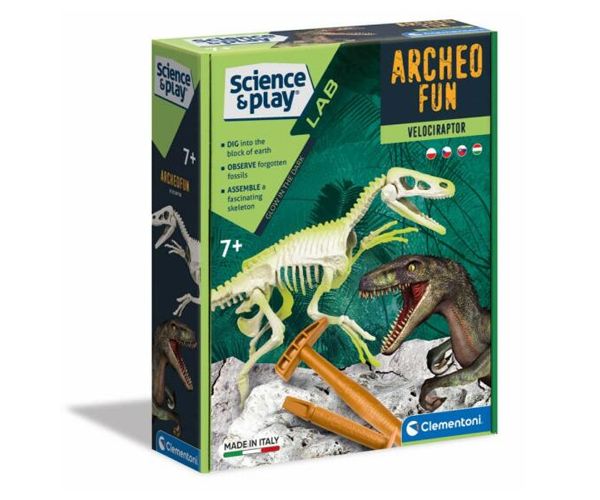 Science&Play: Archeofun Világító Velociraptor régész szett - Clementoni