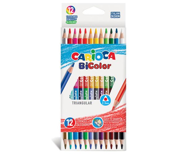 Színes ceruzakészlet kétvégű 12db-os 24 színnel - Carioca