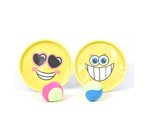 Smiley mintás sárga catch ball ügyességi játék szett