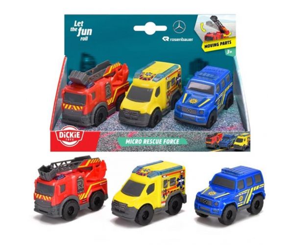 SOS Mikro mentőautók 3db-os szett 9cm - Dickie Toys