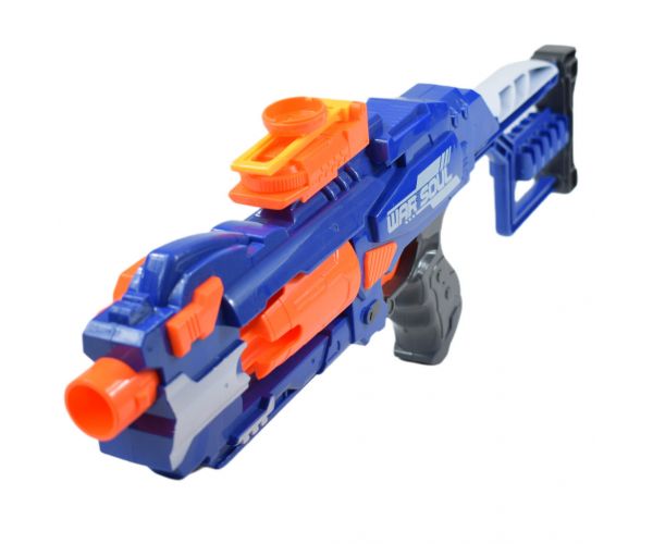 Soft Bullet Gun: Elektromos forgótáras szivacslövő gépfegyver töltényekkel 55cm