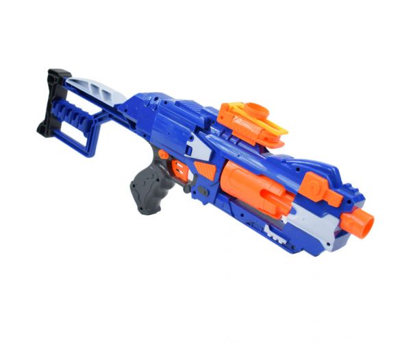 Soft Bullet Gun: Elektromos forgótáras szivacslövő gépfegyver töltényekkel 55cm