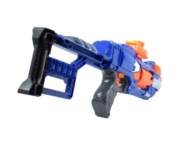 Soft Bullet Gun: Elektromos forgótáras szivacslövő gépfegyver töltényekkel 55cm