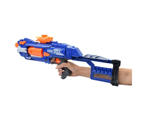 Soft Bullet Gun: Elektromos forgótáras szivacslövő gépfegyver töltényekkel 55cm