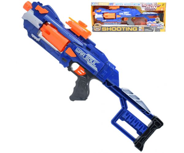 Soft Bullet Gun: Elektromos forgótáras szivacslövő gépfegyver töltényekkel 55cm