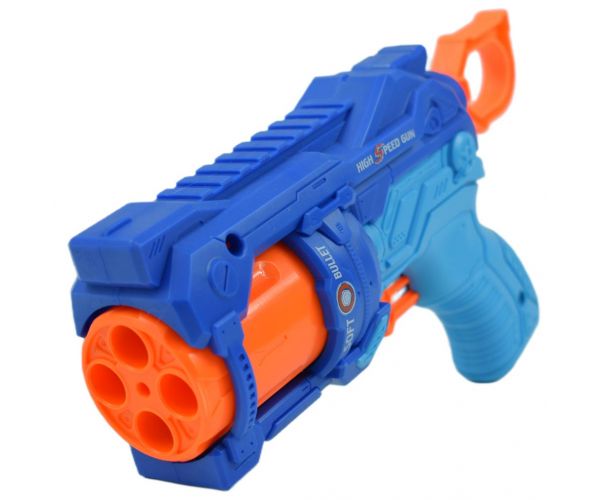 Soft Bullet: Reflex 4 manuális forgótáras szivacslövő fegyver céltáblával 22cm