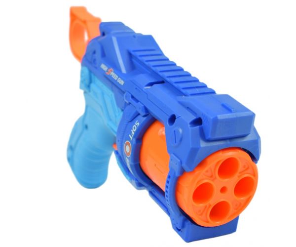 Soft Bullet: Reflex 4 manuális forgótáras szivacslövő fegyver céltáblával 22cm