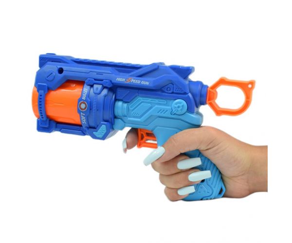 Soft Bullet: Reflex 4 manuális forgótáras szivacslövő fegyver céltáblával 22cm
