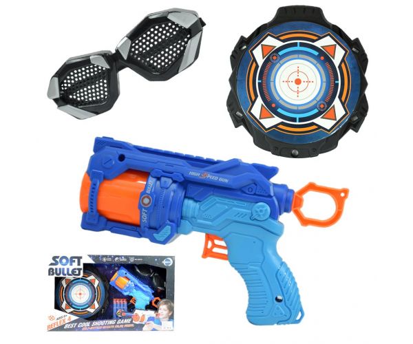 Soft Bullet: Reflex 4 manuális forgótáras szivacslövő fegyver céltáblával 22cm