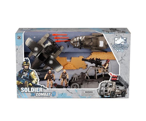 Soldier Force 9 Katonai játék szett hidroplánnal és kutyával
