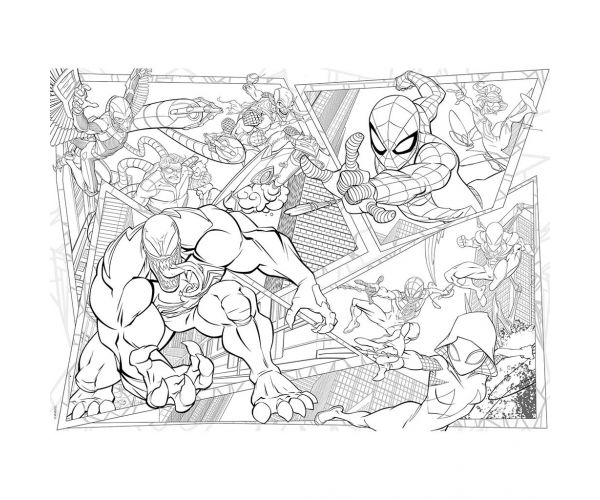 Pókember 2 az 1-ben maxi 150db-os puzzle és színező 70x50cm - Lisciani
