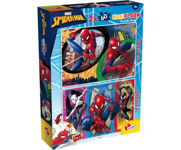 Pókember 2 az 1-ben maxi 2x60db-os puzzle és színező 50x35cm - Lisciani