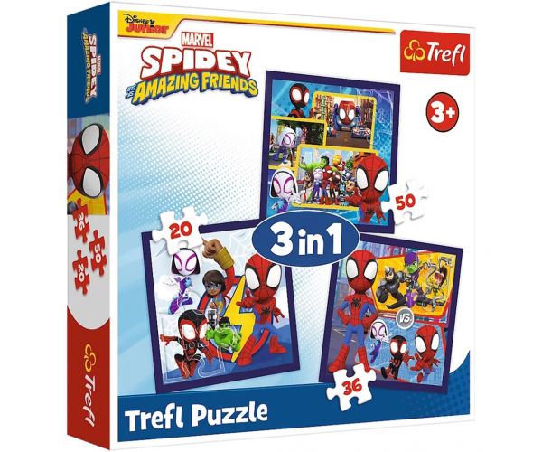 Spidey és barátai 3 az 1-ben 20-36-50db-os puzzle - Trefl