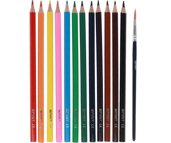 Spirit: 12db-os Aquarell háromszögletű színes ceruza szett ecsettel