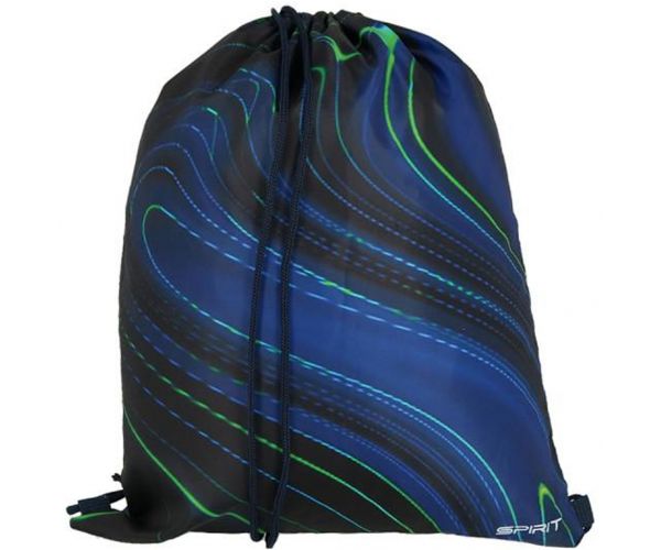 Spirit: Blue Stripes kék-zöld csíkok fekete alapon iskolatáska, hátizsák 4db-os szett 41x20x32cm