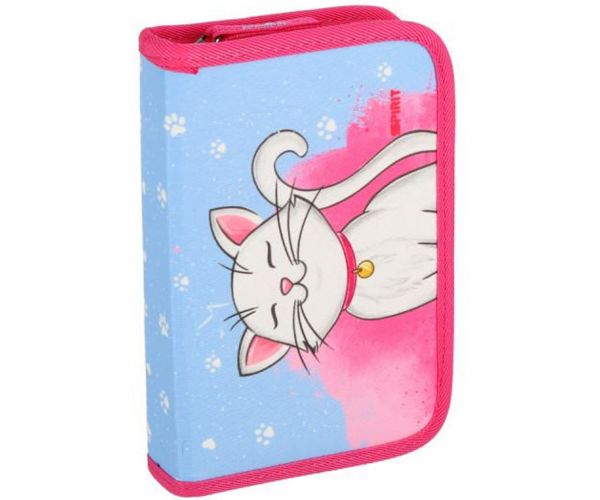 Spirit: White Cat fehér macskás iskolatáska, hátizsák 5db-os szett 38x17x28cm