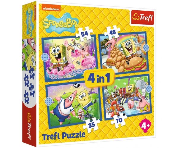 Spongyabob 4 az 1-ben 35-48-54-70db-os puzzle - Trefl