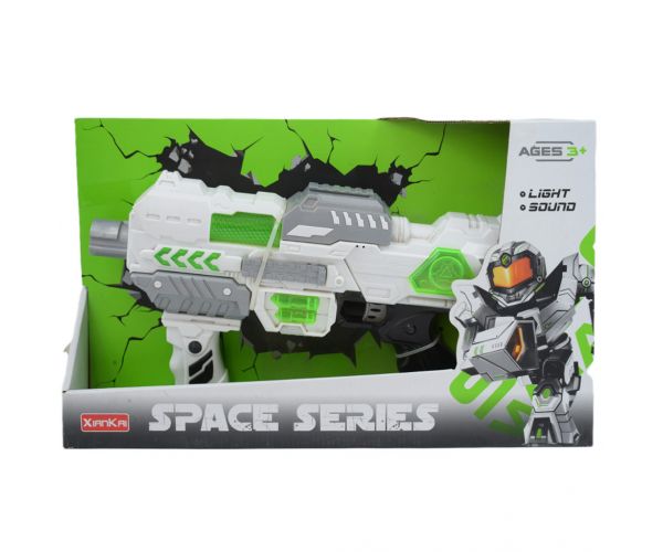 Space Series: Fehér űrfegyver támasztékkal, fénnyel és hanggal 40cm