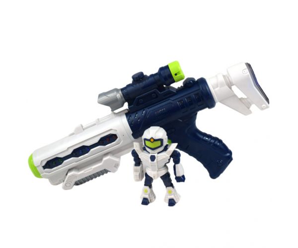 Space Weapon: Projektoros űrfegyver robotfigurával, fénnyel és hanggal 34cm