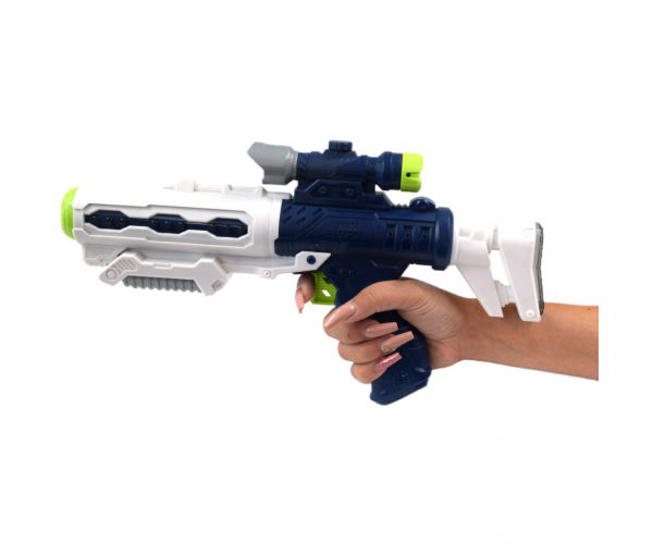 Space Weapon: Projektoros űrfegyver robotfigurával, fénnyel és hanggal 34cm