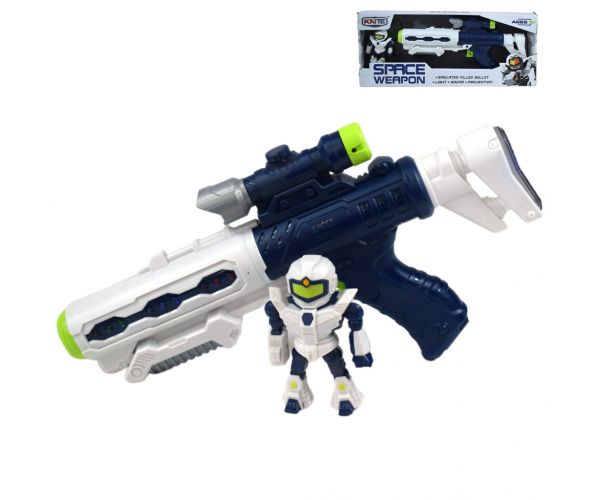 Space Weapon: Projektoros űrfegyver robotfigurával, fénnyel és hanggal 34cm