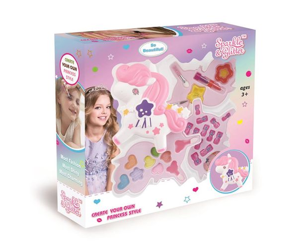 Sparkle & Glitter póni alakú emeletes sminkpaletta játékszett