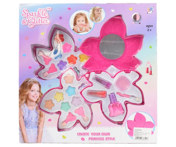 Sparkle & Glitter: Falevél formájú háromszintes sminkszett tükörrel