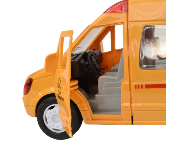 Special Car: Sárga express futárautó fénnyel és hanggal, lendkerekes funkcióval24cm