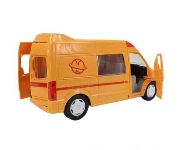 Special Car: Sárga express futárautó fénnyel és hanggal, lendkerekes funkcióval24cm