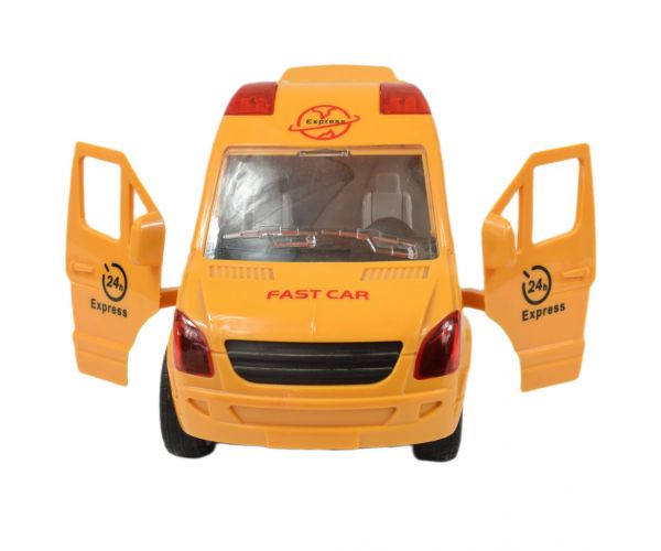 Special Car: Sárga express futárautó fénnyel és hanggal, lendkerekes funkcióval24cm