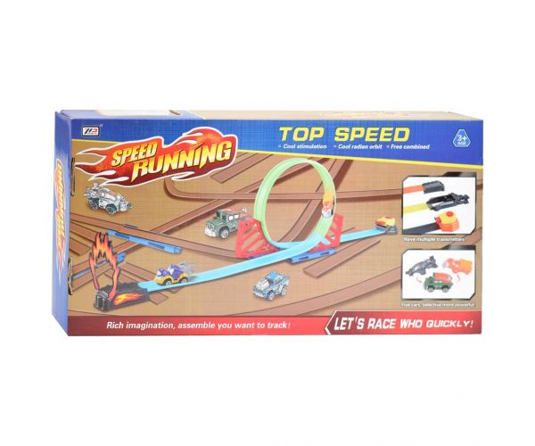 Speed Running versenypálya szett 360 fokos hurokkal és 1db kilőhető kisautóval 1/64