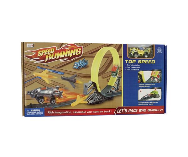 Speed Running versenypálya szett 360 fokos hurokkal és 1db kilőhető kisautóval 1/64