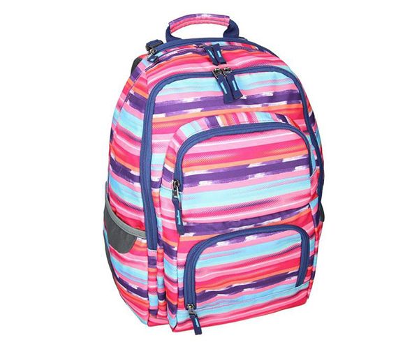 Spirit: E-Bag színes csíkos lekerekített iskolatáska, hátizsák 46x34x22cm
