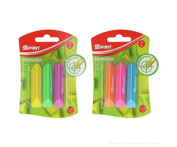 Spirit: Jelly háromszög alakú radír többféle színben 3db-os szett