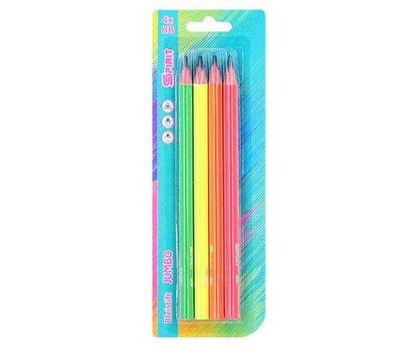 Spirit: Jumbo HB grafit ceruza szett neon külsővel 4db-os