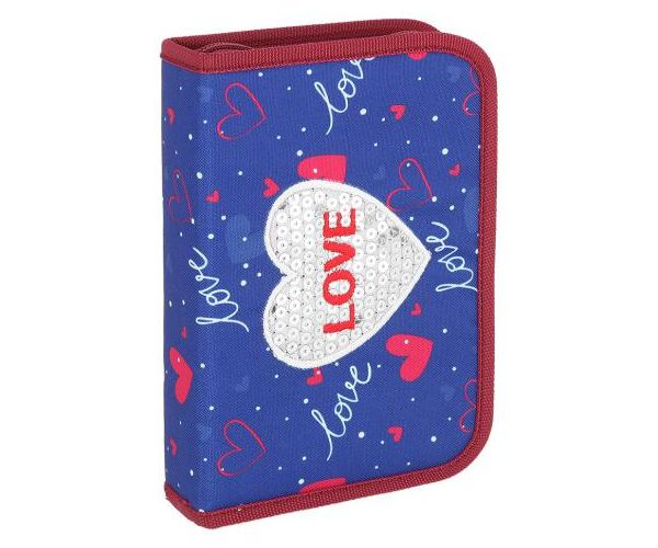 Spirit: Love Heart kék-rózsaszín kihajtható töltött tolltartó 24db-os