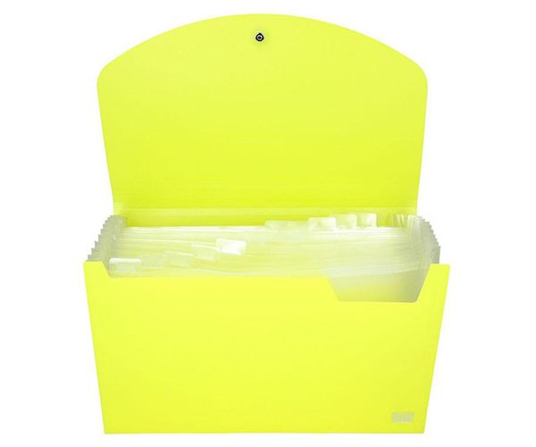 Spirit: Irattartó mappa A4 12 rekeszes neon sárga
