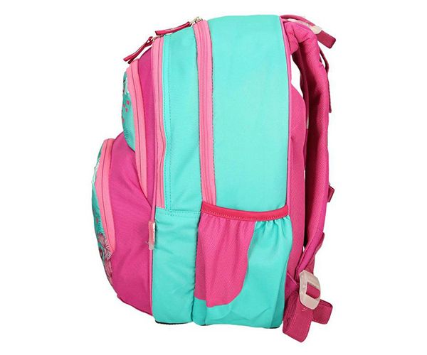 Spirit: Rózsaszín-türkiz színű bagolymintás lekerekített ergonómikus iskolatáska, hátizsák 40x20x18cm