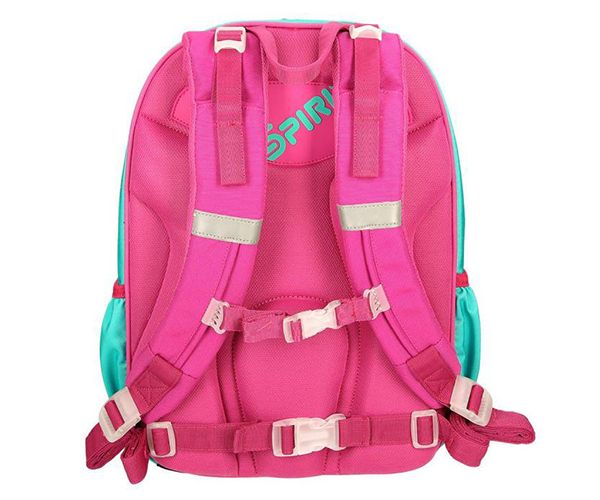 Spirit: Rózsaszín-türkiz színű bagolymintás lekerekített ergonómikus iskolatáska, hátizsák 40x20x18cm