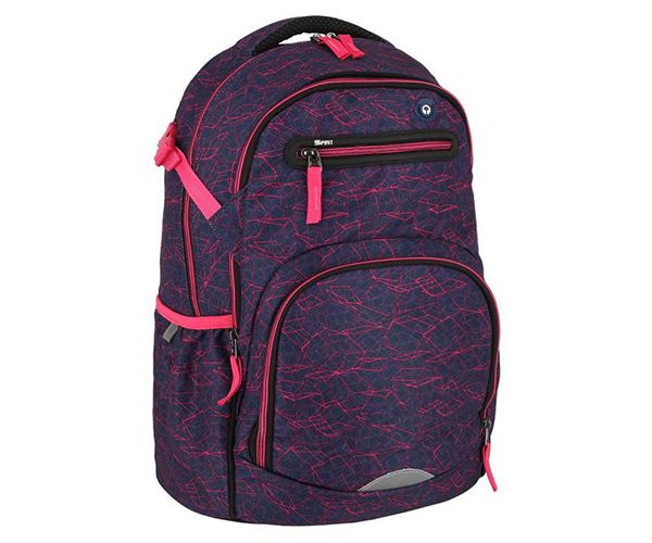 Spirit: Stringer pink geometriai mintás lekerekített iskolatáska, hátizsák