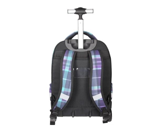 Spirit: Trolley lila kockás gurulós iskolatáska hátizsák