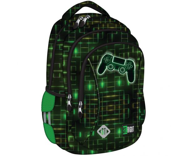 St.Right Neon gamer kontroller mintás iskolatáska, hátizsák BP26 39x27x17cm