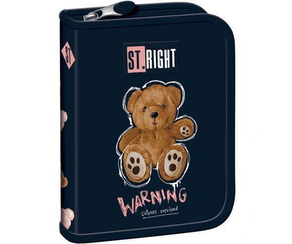 St.Right Teddy bear maci mintás kihajtható tolltartó PC03 20,5x14x3,5cm