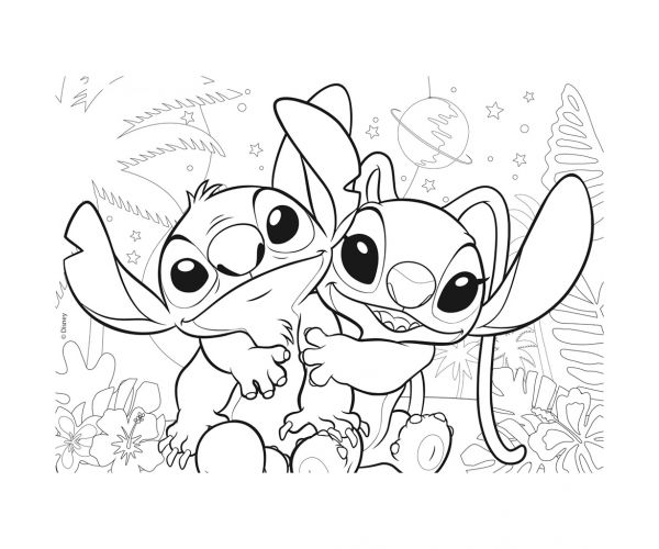 Stitch 2 az 1-ben 24db-os puzzle és színező 35x25cm - Lisciani