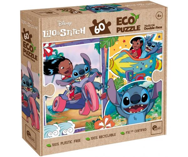 Stitch 2 az 1-ben 60db-os Eco puzzle és színező 70x50cm - Lisciani