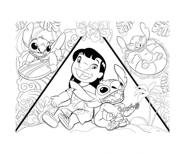 Stitch 2 az 1-ben 150db-os maxi puzzle és színező 70x50cm - Lisciani